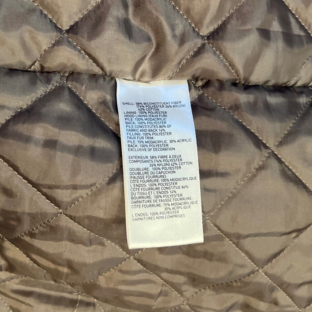 Laundry By Shelli Segal Coat Waxed Brown Black Trim Draw String Waist Size XL - Picture 14 of 16